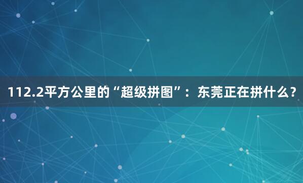 112.2平方公里的“超级拼图”：东莞正在拼什么？