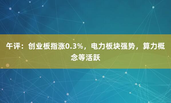 午评：创业板指涨0.3%，电力板块强势，算力概念等活跃